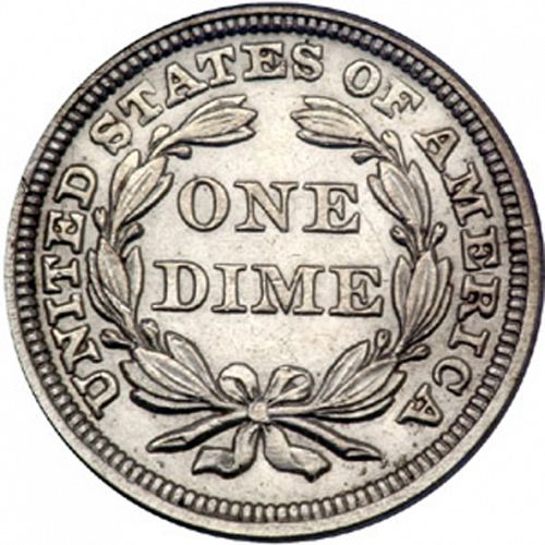 10 cent Reverse Image minted in UNITED STATES in 1854 (Seated Liberty - Arrows at date)  - The Coin Database
