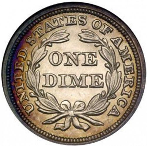 10 cent Reverse Image minted in UNITED STATES in 1858 (Seated Liberty - Arrows at date removed)  - The Coin Database