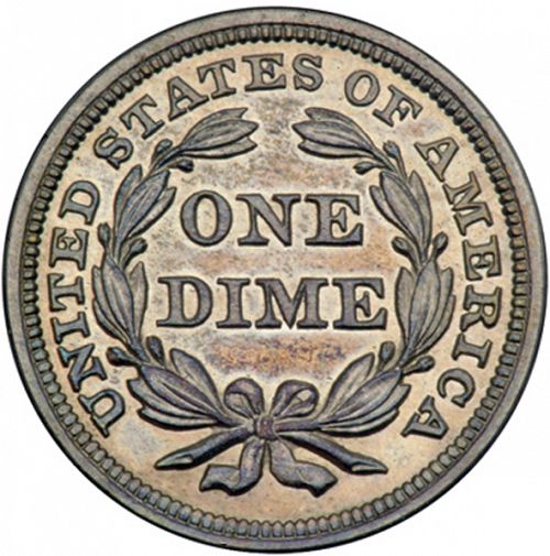 10 cent Reverse Image minted in UNITED STATES in 1859 (Seated Liberty - Arrows at date removed)  - The Coin Database