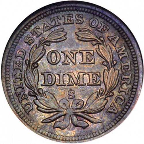 10 cent Reverse Image minted in UNITED STATES in 1859S (Seated Liberty - Arrows at date removed)  - The Coin Database