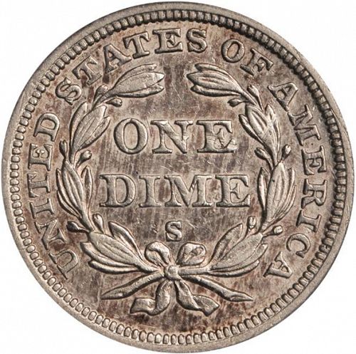 10 cent Reverse Image minted in UNITED STATES in 1860S (Seated Liberty - Arrows at date removed)  - The Coin Database