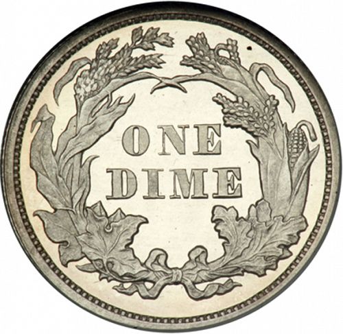10 cent Reverse Image minted in UNITED STATES in 1863 (Seated Liberty - Obverse legende)  - The Coin Database