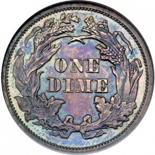10 cent Reverse Image minted in UNITED STATES in 1865 (Seated Liberty - Obverse legende)  - The Coin Database