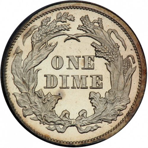 10 cent Reverse Image minted in UNITED STATES in 1866 (Seated Liberty - Obverse legende)  - The Coin Database