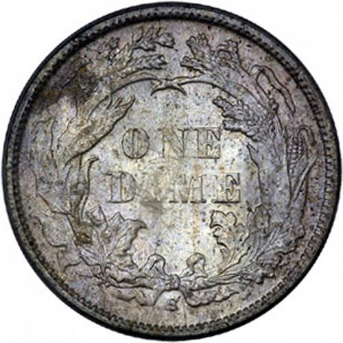 10 cent Reverse Image minted in UNITED STATES in 1870 (Seated Liberty - Obverse legende)  - The Coin Database
