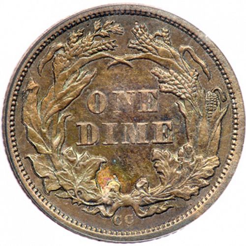 10 cent Reverse Image minted in UNITED STATES in 1871CC (Seated Liberty - Obverse legende)  - The Coin Database