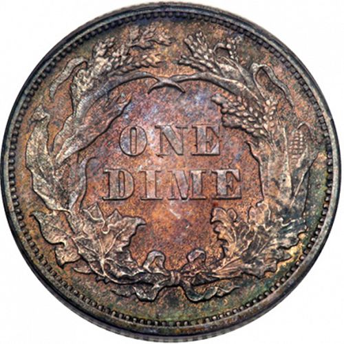 10 cent Reverse Image minted in UNITED STATES in 1874 (Seated Liberty - Obverse legende (Arrows at date))  - The Coin Database