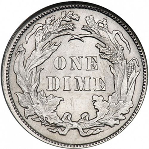 10 cent Reverse Image minted in UNITED STATES in 1884 (Seated Liberty - Obverse legende (Arrows at date removed))  - The Coin Database