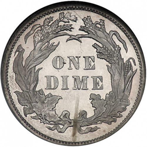 10 cent Reverse Image minted in UNITED STATES in 1891 (Seated Liberty - Obverse legende (Arrows at date removed))  - The Coin Database