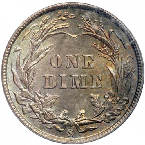 10 cent Reverse Image minted in UNITED STATES in 1905S (Barber)  - The Coin Database