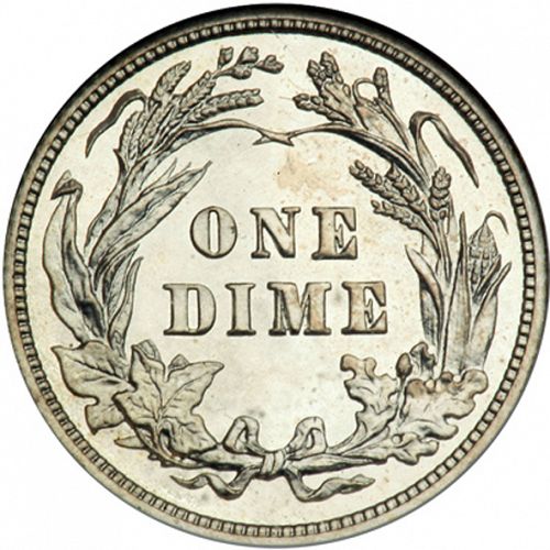 10 cent Reverse Image minted in UNITED STATES in 1908 (Barber)  - The Coin Database