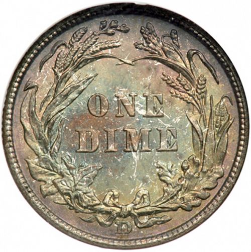 10 cent Reverse Image minted in UNITED STATES in 1908D (Barber)  - The Coin Database