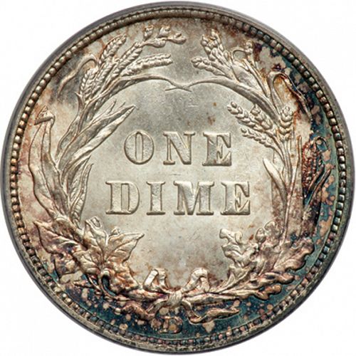 10 cent Reverse Image minted in UNITED STATES in 1909D (Barber)  - The Coin Database