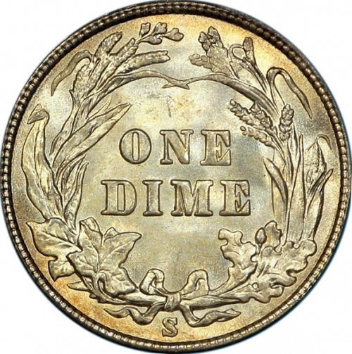 10 cent Reverse Image minted in UNITED STATES in 1911S (Barber)  - The Coin Database