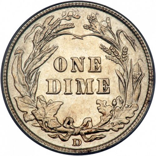 10 cent Reverse Image minted in UNITED STATES in 1912D (Barber)  - The Coin Database