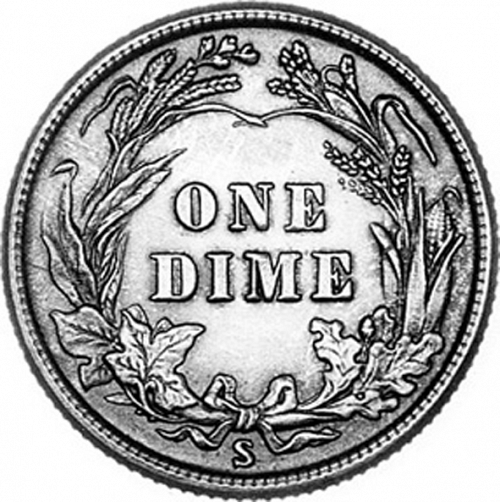 10 cent Reverse Image minted in UNITED STATES in 1914S (Barber)  - The Coin Database