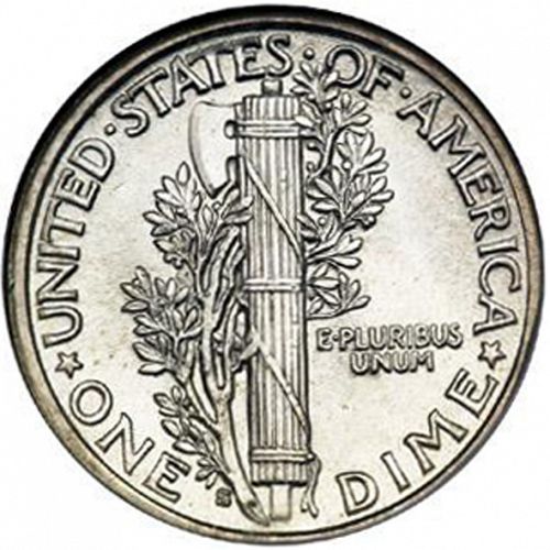 10 cent Reverse Image minted in UNITED STATES in 1917S (Mercury)  - The Coin Database