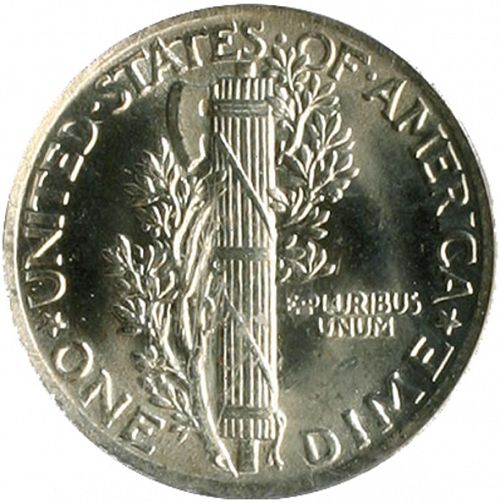10 cent Reverse Image minted in UNITED STATES in 1919 (Mercury)  - The Coin Database