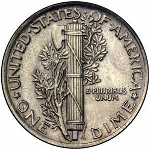 10 cent Reverse Image minted in UNITED STATES in 1921 (Mercury)  - The Coin Database