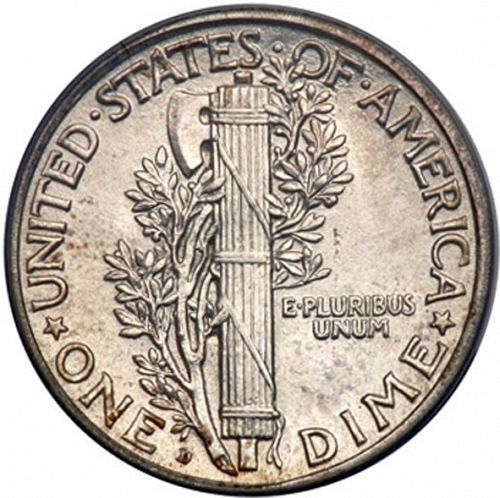 10 cent Reverse Image minted in UNITED STATES in 1921D (Mercury)  - The Coin Database