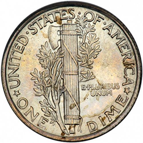 10 cent Reverse Image minted in UNITED STATES in 1924 (Mercury)  - The Coin Database