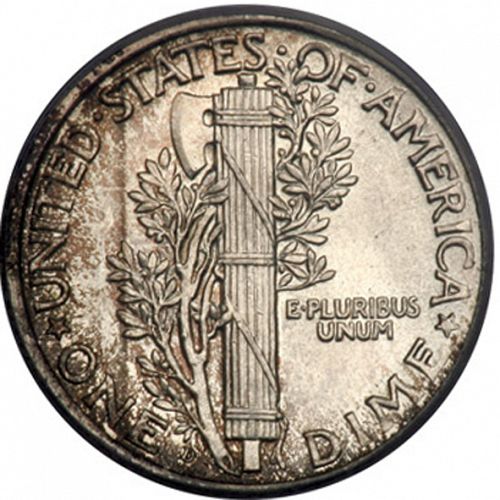 10 cent Reverse Image minted in UNITED STATES in 1924D (Mercury)  - The Coin Database