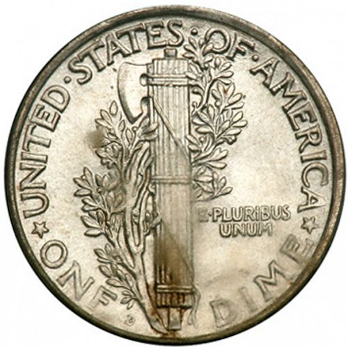 10 cent Reverse Image minted in UNITED STATES in 1925D (Mercury)  - The Coin Database