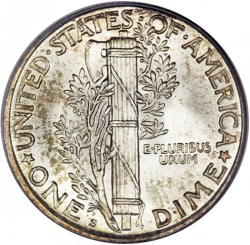 10 cent Reverse Image minted in UNITED STATES in 1925S (Mercury)  - The Coin Database