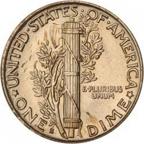 10 cent Reverse Image minted in UNITED STATES in 1927S (Mercury)  - The Coin Database
