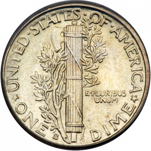 10 cent Reverse Image minted in UNITED STATES in 1928S (Mercury)  - The Coin Database