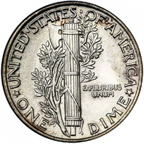 10 cent Reverse Image minted in UNITED STATES in 1929 (Mercury)  - The Coin Database