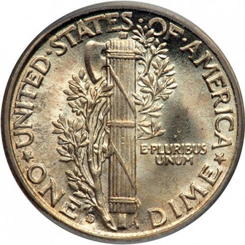 10 cent Reverse Image minted in UNITED STATES in 1929D (Mercury)  - The Coin Database