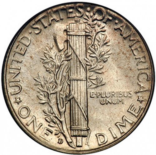 10 cent Reverse Image minted in UNITED STATES in 1931D (Mercury)  - The Coin Database