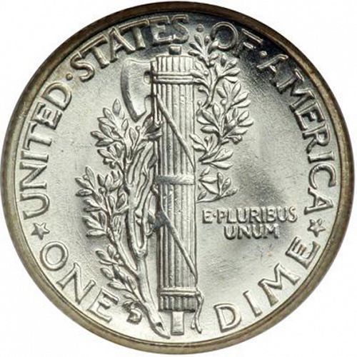 10 cent Reverse Image minted in UNITED STATES in 1935 (Mercury)  - The Coin Database