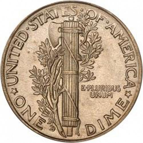 10 cent Reverse Image minted in UNITED STATES in 1935D (Mercury)  - The Coin Database