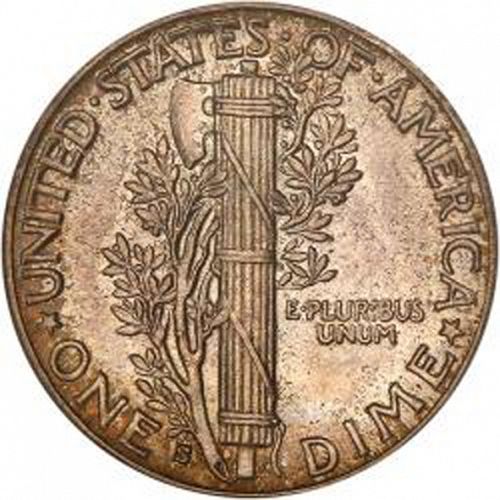 10 cent Reverse Image minted in UNITED STATES in 1935S (Mercury)  - The Coin Database