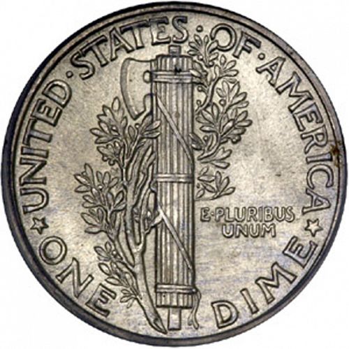 10 cent Reverse Image minted in UNITED STATES in 1936 (Mercury)  - The Coin Database
