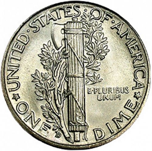 10 cent Reverse Image minted in UNITED STATES in 1936D (Mercury)  - The Coin Database