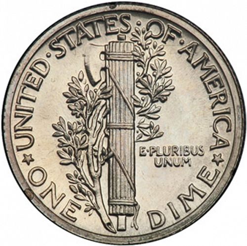 10 cent Reverse Image minted in UNITED STATES in 1937 (Mercury)  - The Coin Database