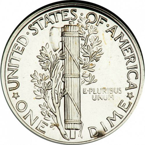 10 cent Reverse Image minted in UNITED STATES in 1938 (Mercury)  - The Coin Database