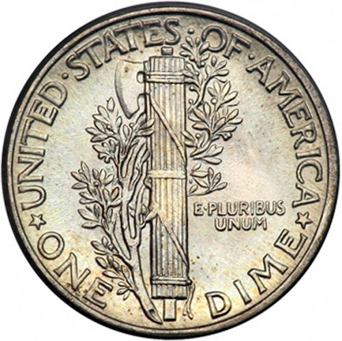 10 cent Reverse Image minted in UNITED STATES in 1939 (Mercury)  - The Coin Database