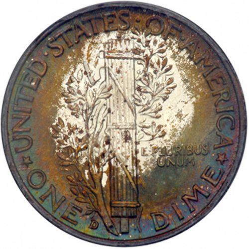 10 cent Reverse Image minted in UNITED STATES in 1939D (Mercury)  - The Coin Database