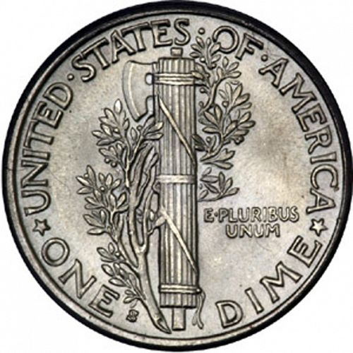 10 cent Reverse Image minted in UNITED STATES in 1939S (Mercury)  - The Coin Database