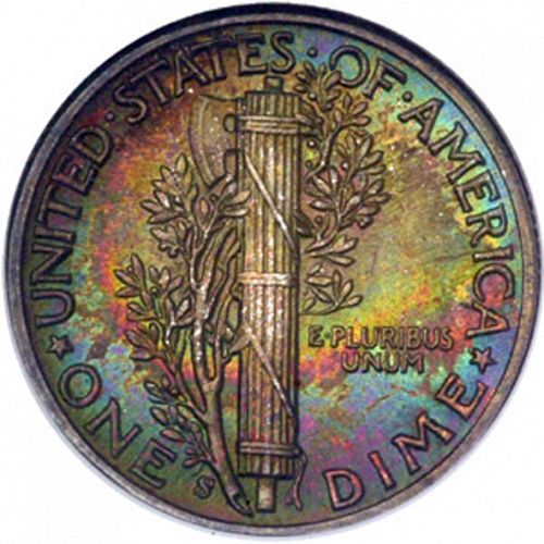 10 cent Reverse Image minted in UNITED STATES in 1943S (Mercury)  - The Coin Database