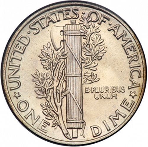 10 cent Reverse Image minted in UNITED STATES in 1944 (Mercury)  - The Coin Database