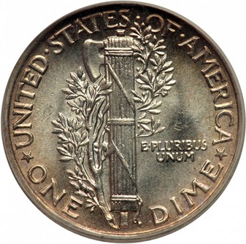 10 cent Reverse Image minted in UNITED STATES in 1945 (Mercury)  - The Coin Database