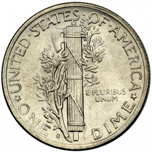 10 cent Reverse Image minted in UNITED STATES in 1945S (Mercury)  - The Coin Database