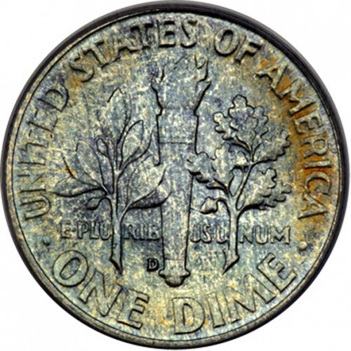 10 cent Reverse Image minted in UNITED STATES in 1949D (Roosevelt)  - The Coin Database