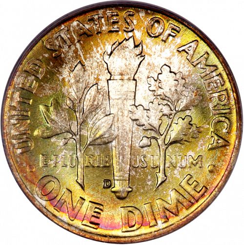 10 cent Reverse Image minted in UNITED STATES in 1951D (Roosevelt)  - The Coin Database