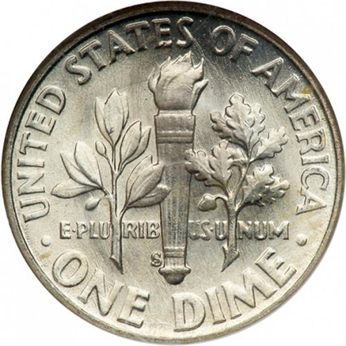 10 cent Reverse Image minted in UNITED STATES in 1953S (Roosevelt)  - The Coin Database